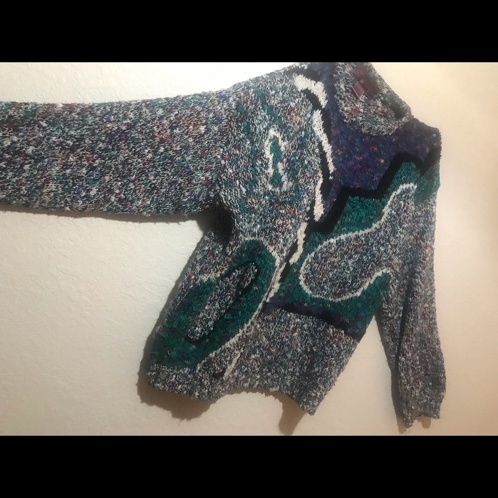 Large teal and purple cozy fall sweater!